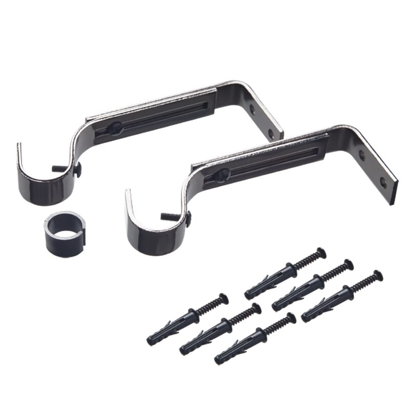 Support barre à rideau ONYX coloris noir miroir diamètre barre 1,9 cm longueur extensible de 11,5 à 15,5 cm