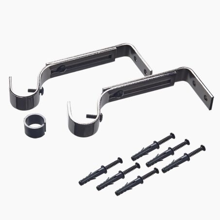 Support barre à rideau ONYX noir miroir 1,9 cm de 11,5 à 15,5 cm