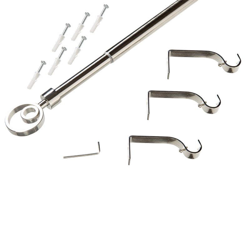 Kit barre à rideaux SARAH coloris nickel givré diamètre barre 2 cm longueur extensible de 160,0 à 300 cm