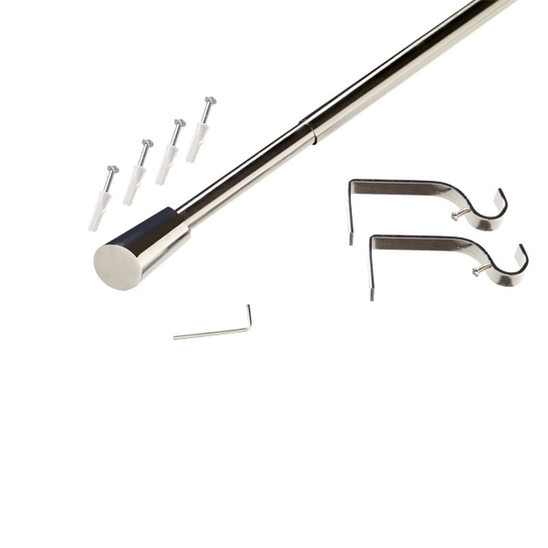 Kit barre à rideaux CHACO coloris nickel givré diamètre barre 2 cm longueur extensible de 120,0 à 210 cm