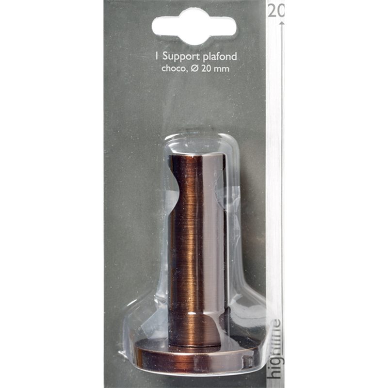 Support barre à rideau GLACAGE coloris chocolat diamètre barre 2 cm longueur 7 cm