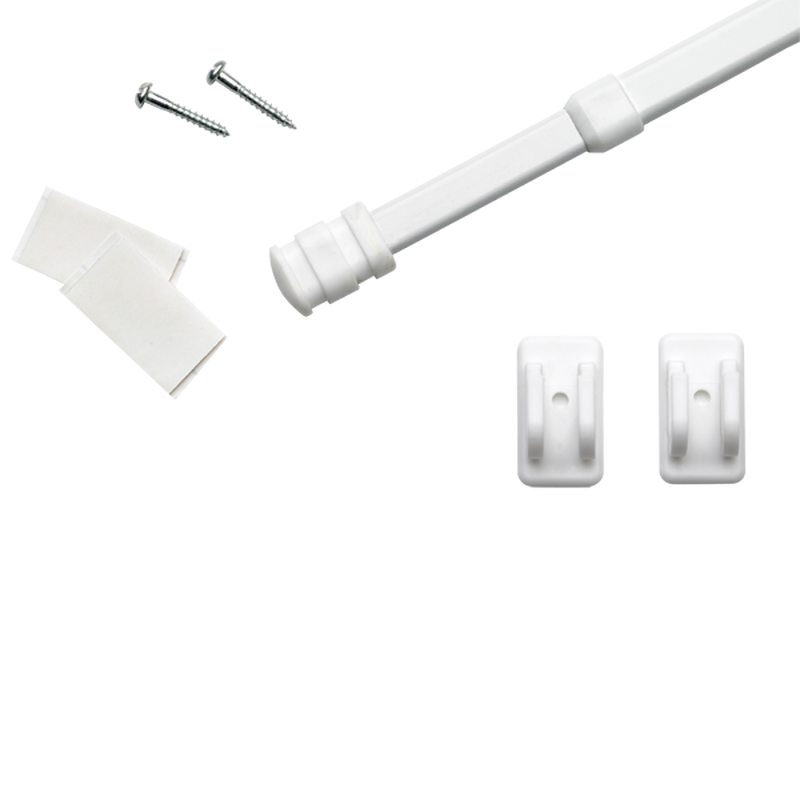Barre à rideau vitrage BUSINESS coloris blanc longueur extensible de 60,0 à 90 cm