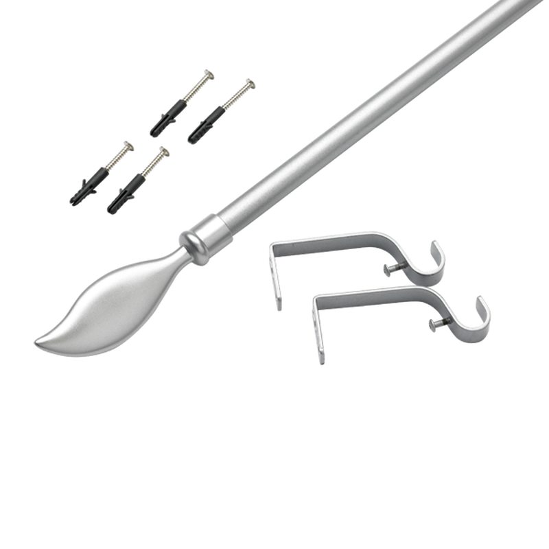 Kit barre à rideau vitrage NAPOLI coloris argent diamètre barre 1,6 cm longueur 180 cm