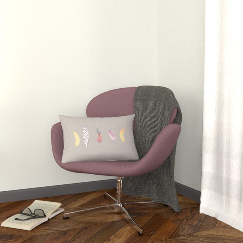 Housse de coussin FEATHERS coloris café au lait 40 x 60 cm