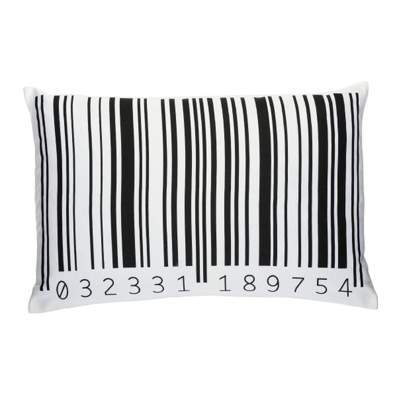 Housse de coussin CODE BARRE coloris blanc 40 x 60 cm