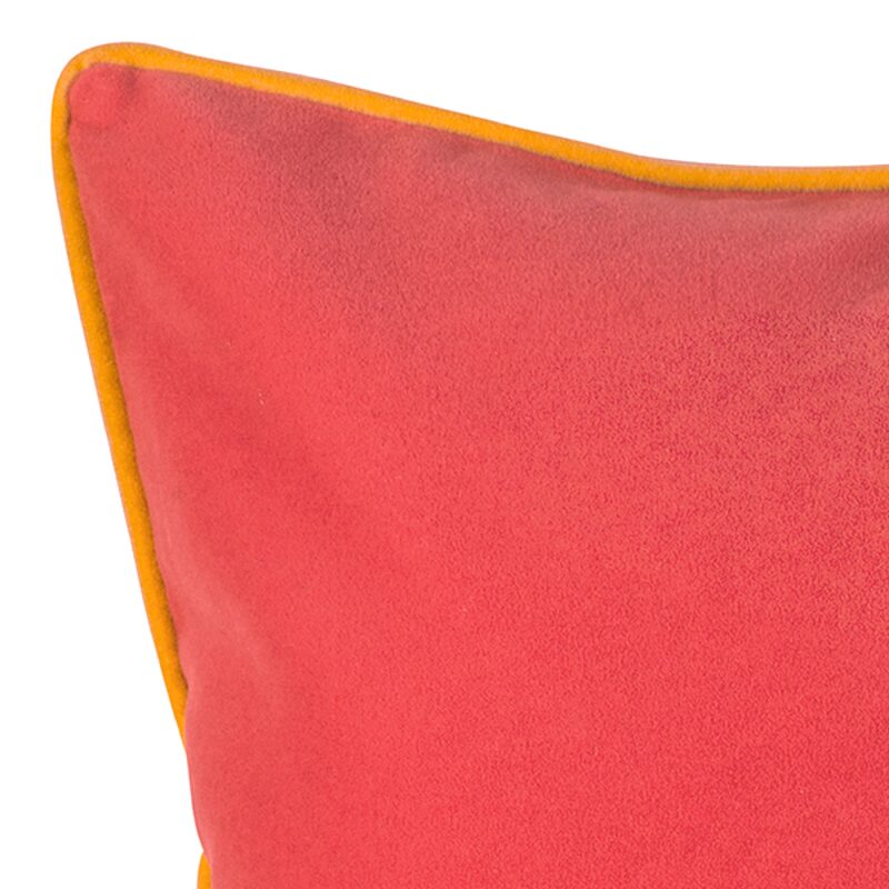 Housse de coussin VELVET coloris corail 45 x 45 cm