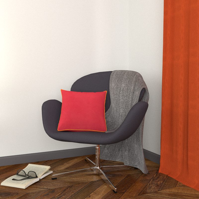 Housse de coussin VELVET coloris corail 45 x 45 cm
