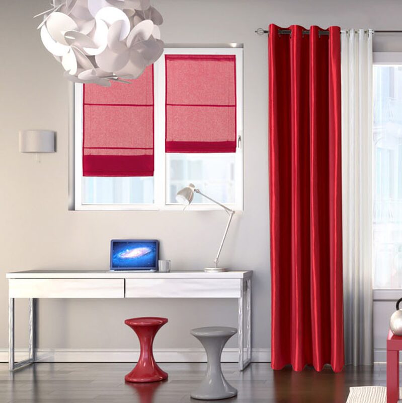 Vitrage TEMPORA coloris rouge cerise 45 x 180 cm