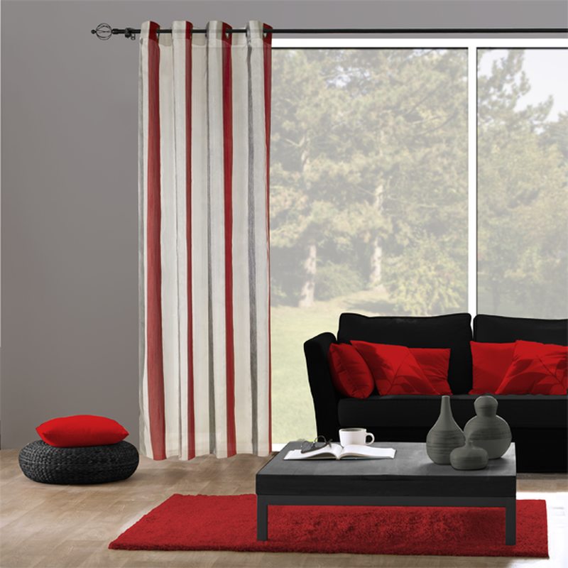 Voilage BELLAGIO coloris rouge cerise 150 x 260 cm
