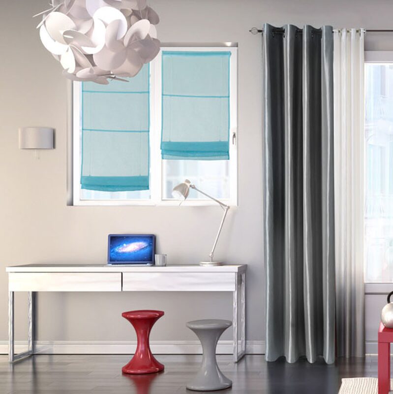 Vitrage TEMPORA coloris bleu turquoise 45 x 180 cm