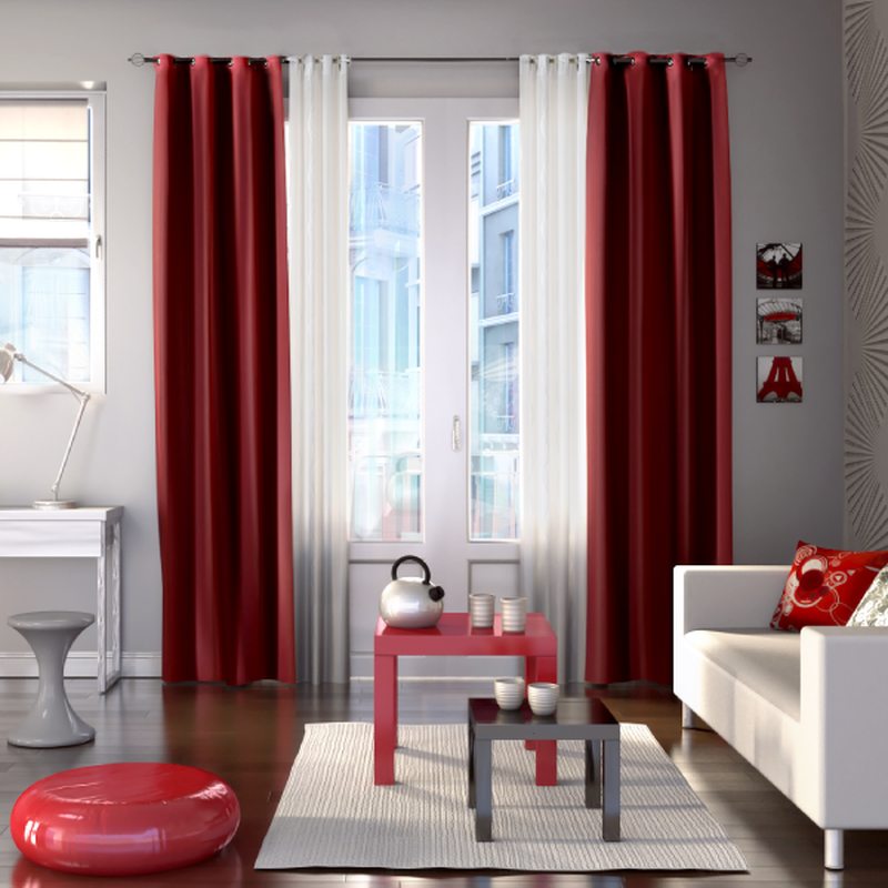 Rideau SONATE coloris rouge grenat 145 x 260 cm