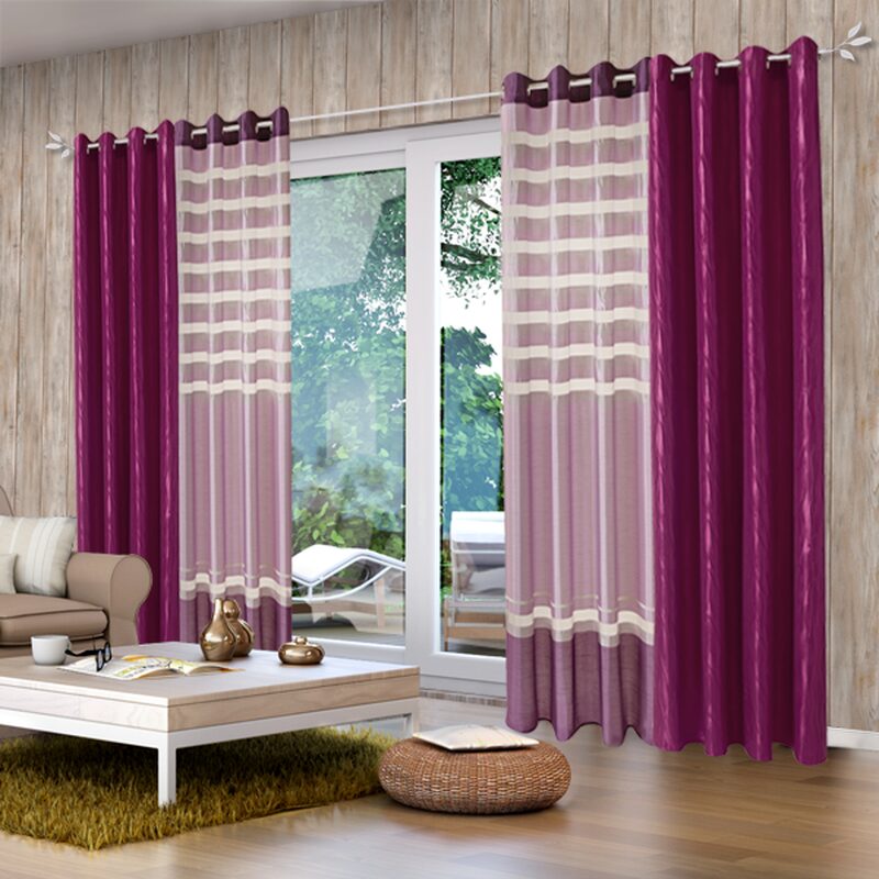 Rideau KILIMANDJARO coloris prune 135 x 260 cm
