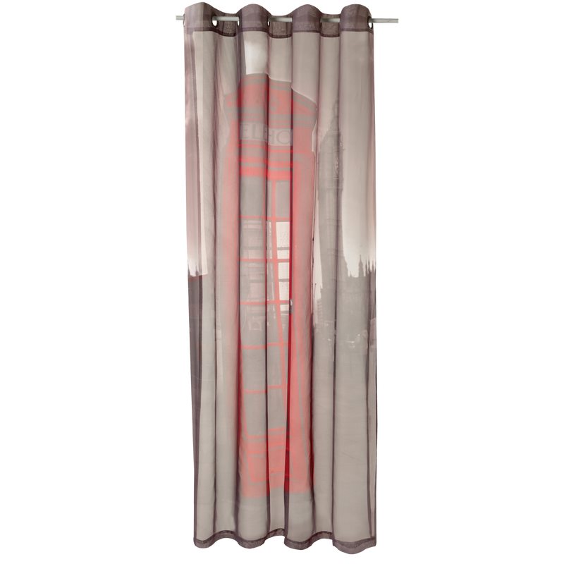 Voilage LONDON TELEPHONE coloris gris anthracite 135 x 240 cm
