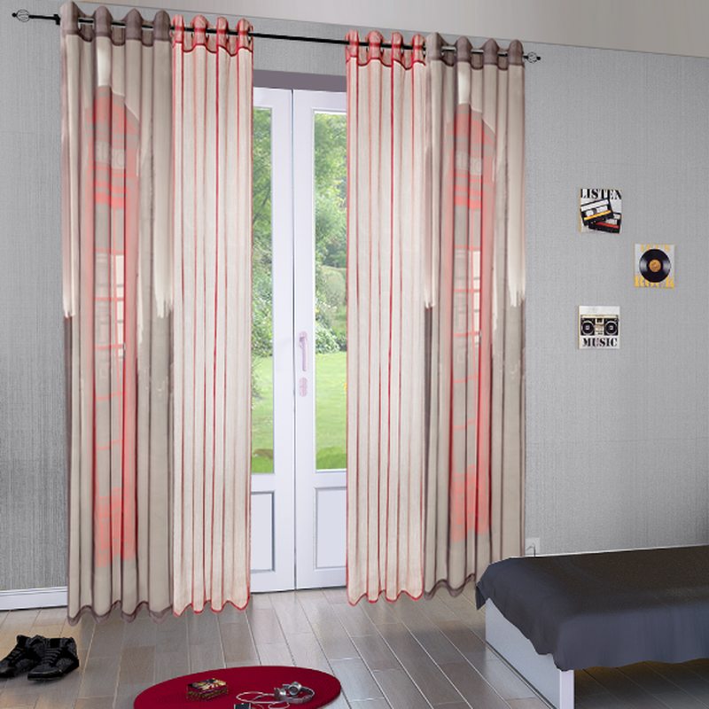 Voilage LONDON TELEPHONE coloris gris anthracite 135 x 240 cm