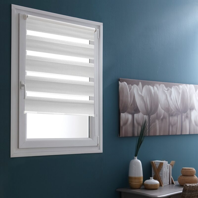 Store jour/nuit EASY ROLL JALOUSY coloris blanc 52 x 150 cm