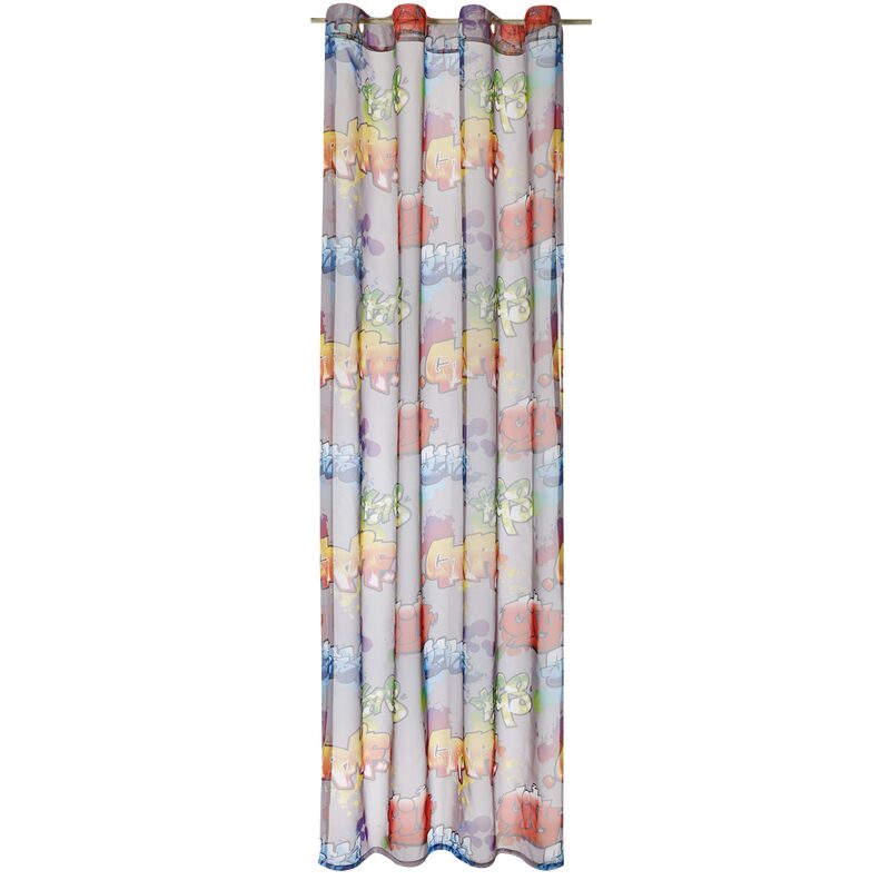 Voilage GRAFITI coloris gris acier 140 x 255 cm
