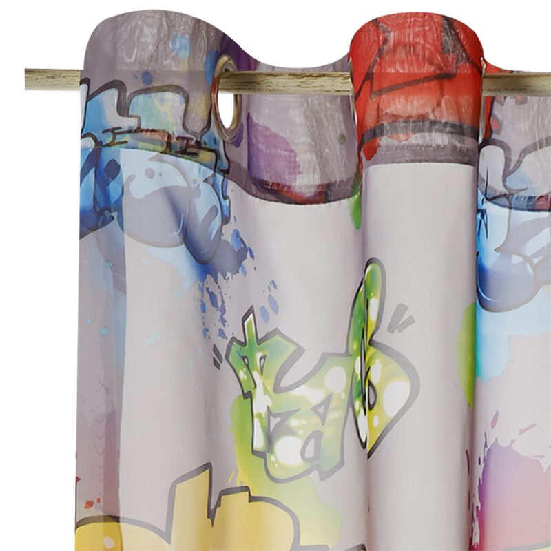 Voilage GRAFITI coloris gris acier 140 x 255 cm