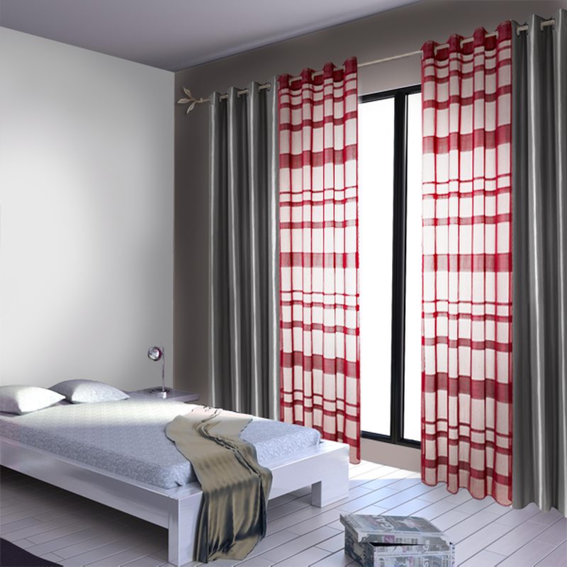 Voilage AURORE coloris rouge bordeaux 140 x 240 cm
