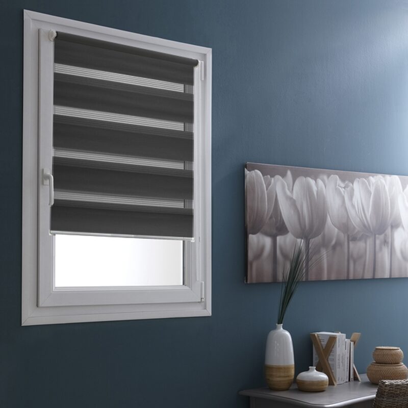 Store jour/nuit EASY ROLL JALOUSY coloris gris anthracite 37 x 150 cm