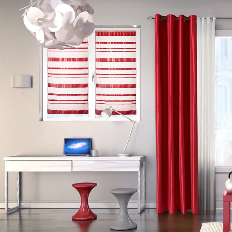 Vitrage AURORE coloris rouge bordeaux 58 x 160 cm