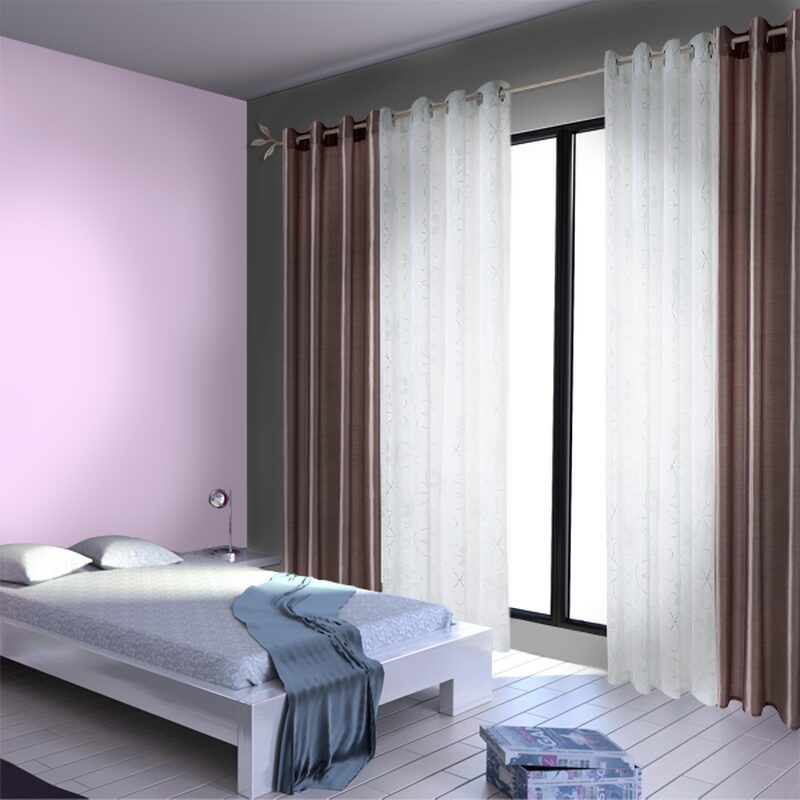 Rideau SILVER SHINE coloris vieux rose 140 x 260 cm