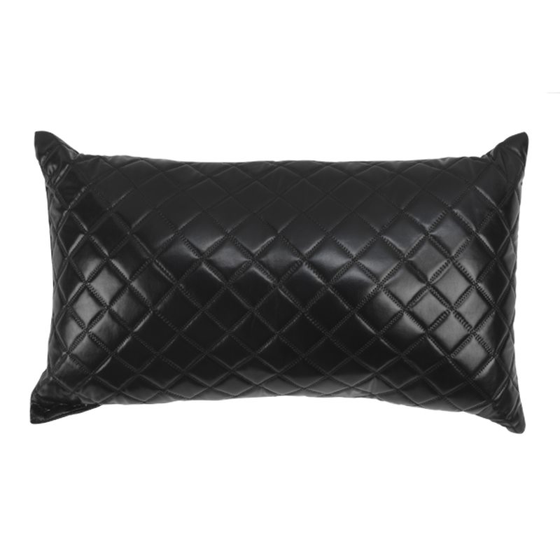 Coussin LEATHER coloris noir 30 x 50 cm