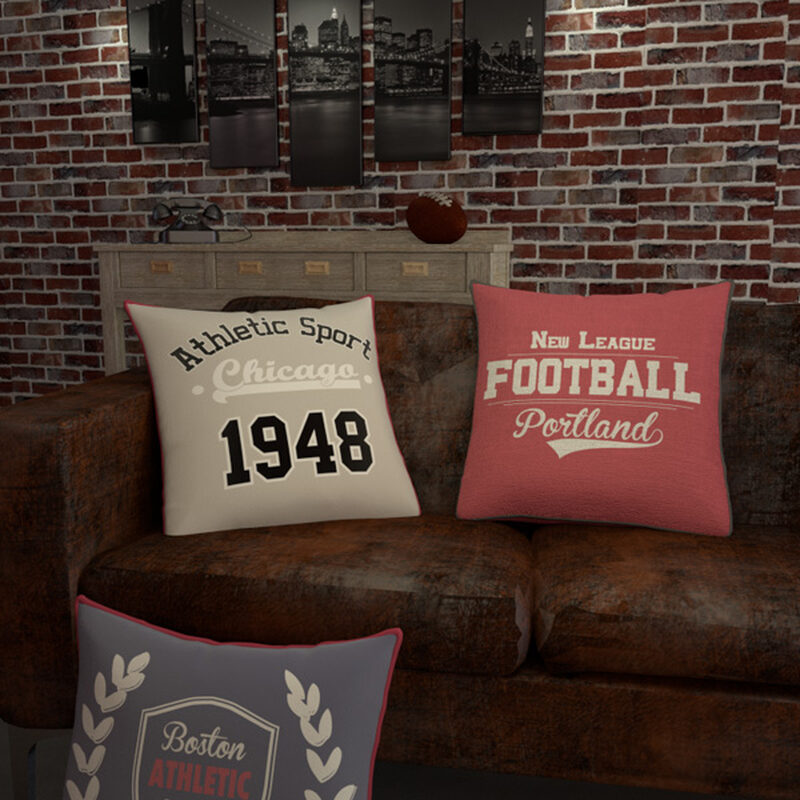 Coussin FOOTBALL coloris rouge grenadine 40 x 40 cm