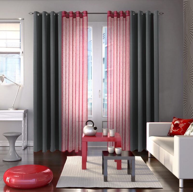 Voilage STRASS coloris rouge théâtre 140 x 240 cm