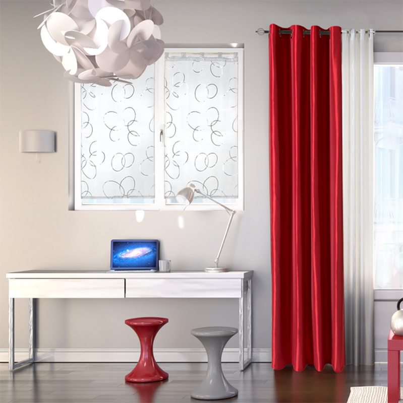 Vitrage VERTUOSE coloris gris perle 70 x 130 cm