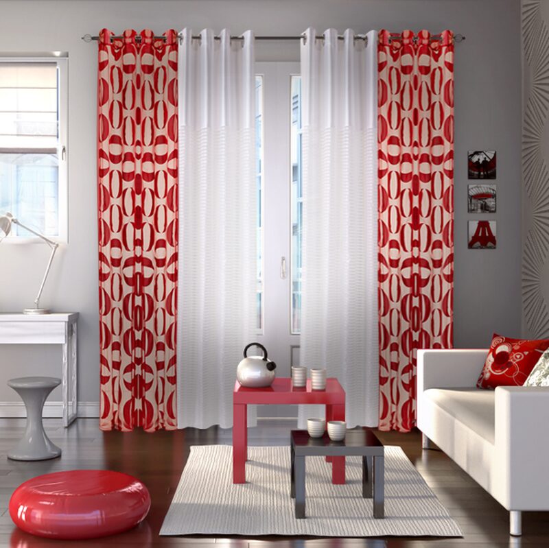 Voilage COCO coloris rouge théâtre 140 x 240 cm