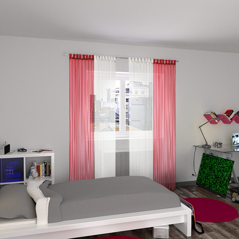 Voilage NEW EASY coloris rouge théâtre 140 x 240 cm