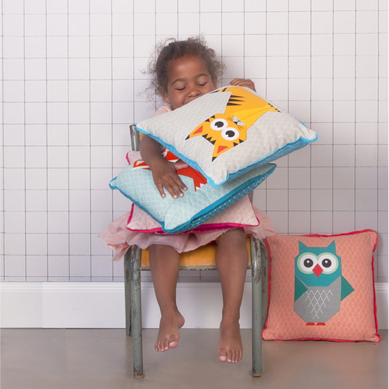 Coussin GEO FOREST HIBOU coloris orange 30 x 30 cm