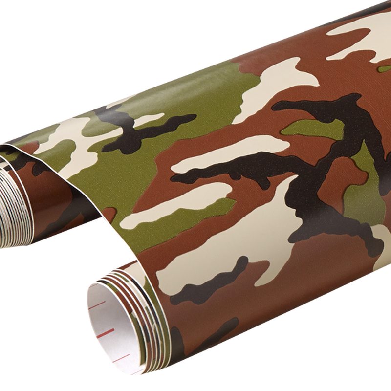 Revêtement adhésif décoratif CAMOUFLAGE coloris vert olive