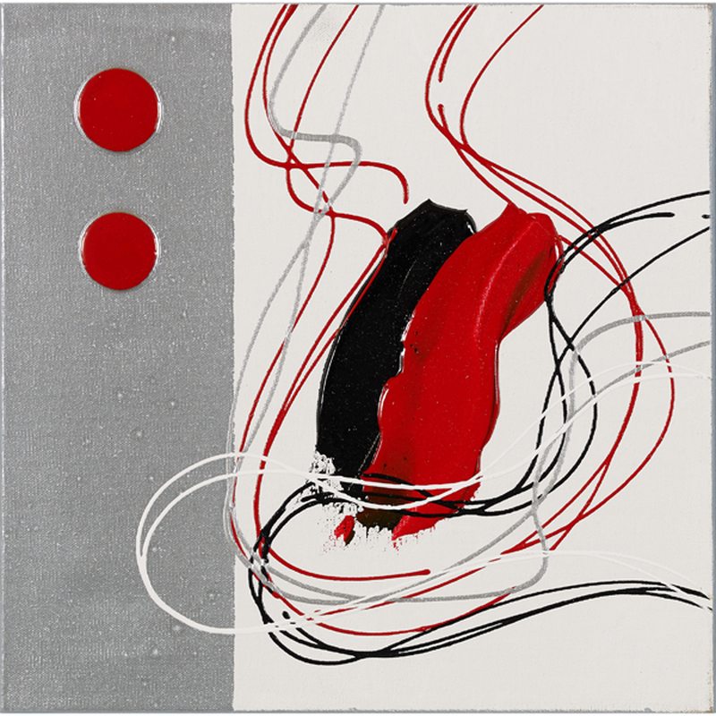 Toile peinte SIGNATURE ROUGE ET NOIR 30 x 30 cm