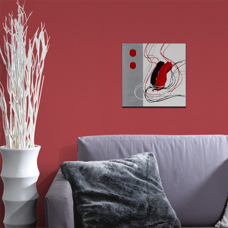 Toile peinte SIGNATURE ROUGE ET NOIR 30 x 30 cm