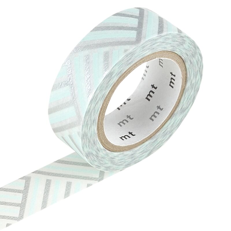 Masking tape RAYÉ TRESSAGE coloris argenté