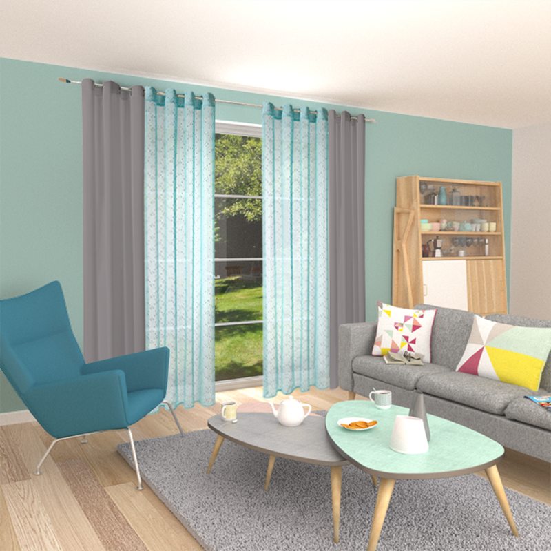Voilage STRASS coloris aqua 140 x 240 cm