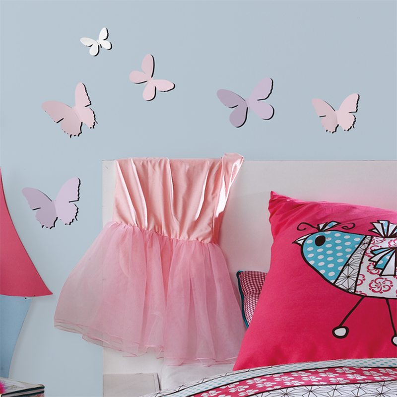 Motif décoratif PAPILLONS 3D coloris parme