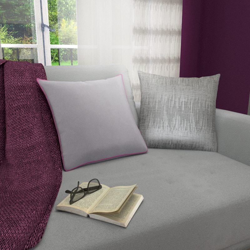Housse de coussin VELVET coloris gris perle 45 x 45 cm