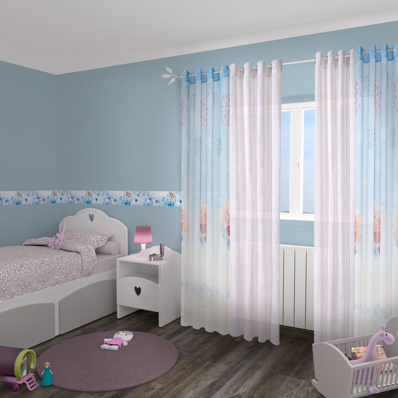 Voilage REINE DES NEIGES coloris bleu glacé 140 x 240 cm