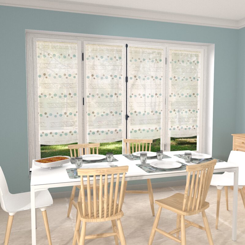 Vitrage TRAMONTANE coloris bleu aqua 45 x 160 cm
