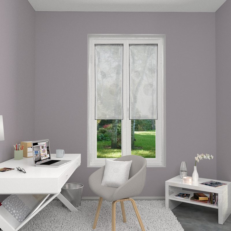 Vitrage ESSENTIEL coloris gris perle 45 x 120 cm
