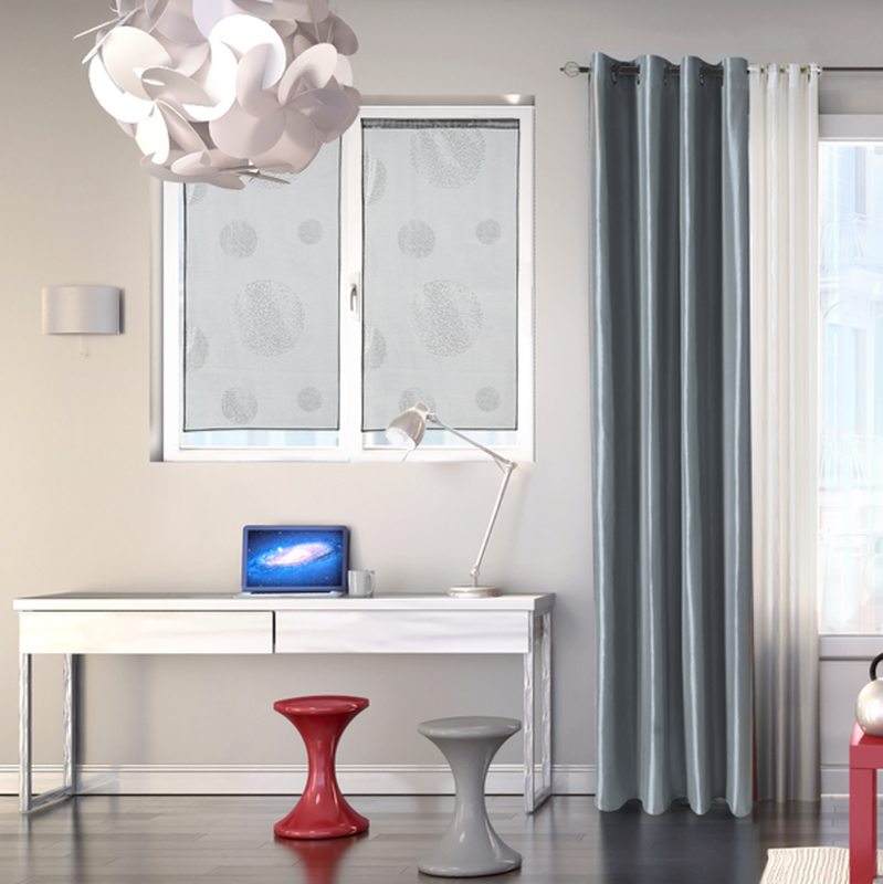 Vitrage ESSENTIEL coloris gris perle 60 x 120 cm