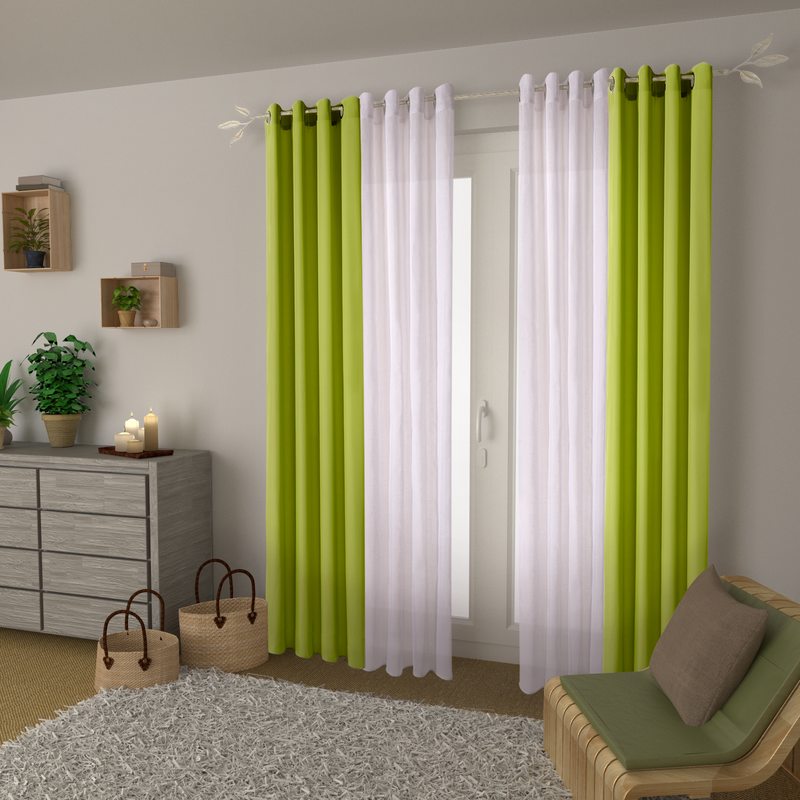 Rideau ESSENTIAL coloris vert anis 140 x 240 cm