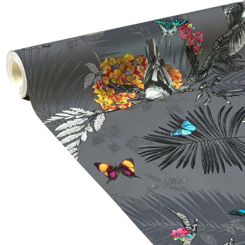 Papier peint MYSTICAL FOREST coloris gris anthracite