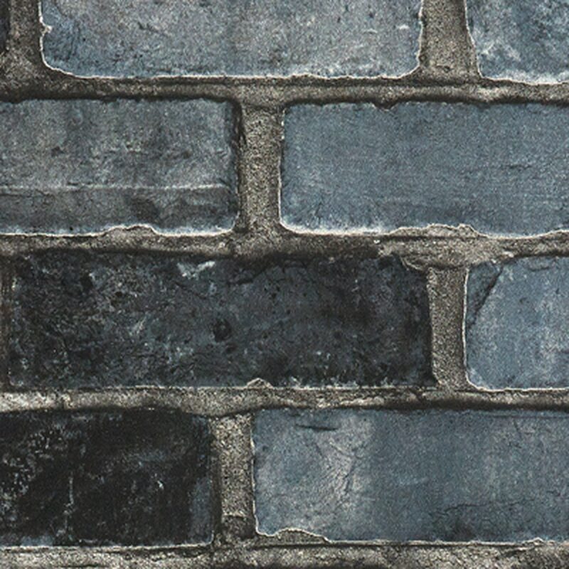 Papier peint intissé STONE BRICK coloris bleu nuit