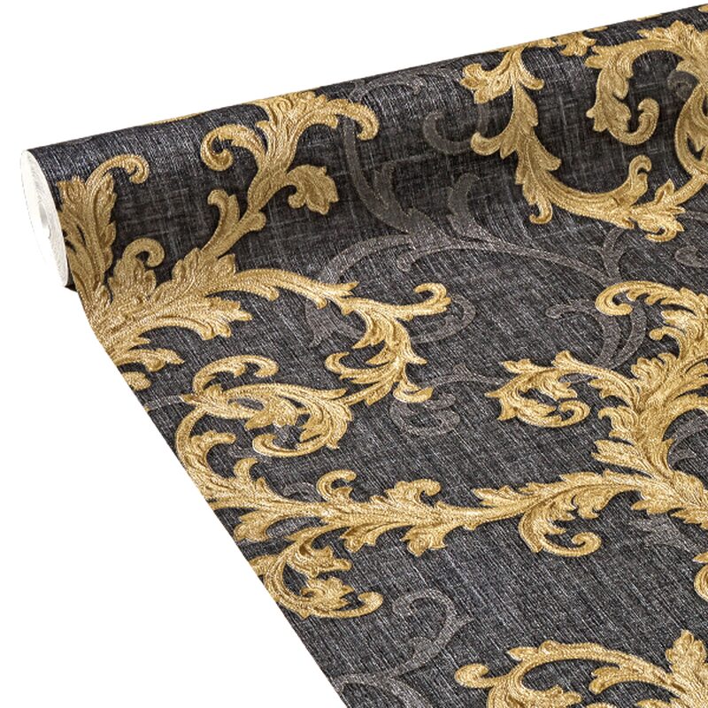 Papier peint intissé VERSACE BAROQUE & ROLL coloris anthracite