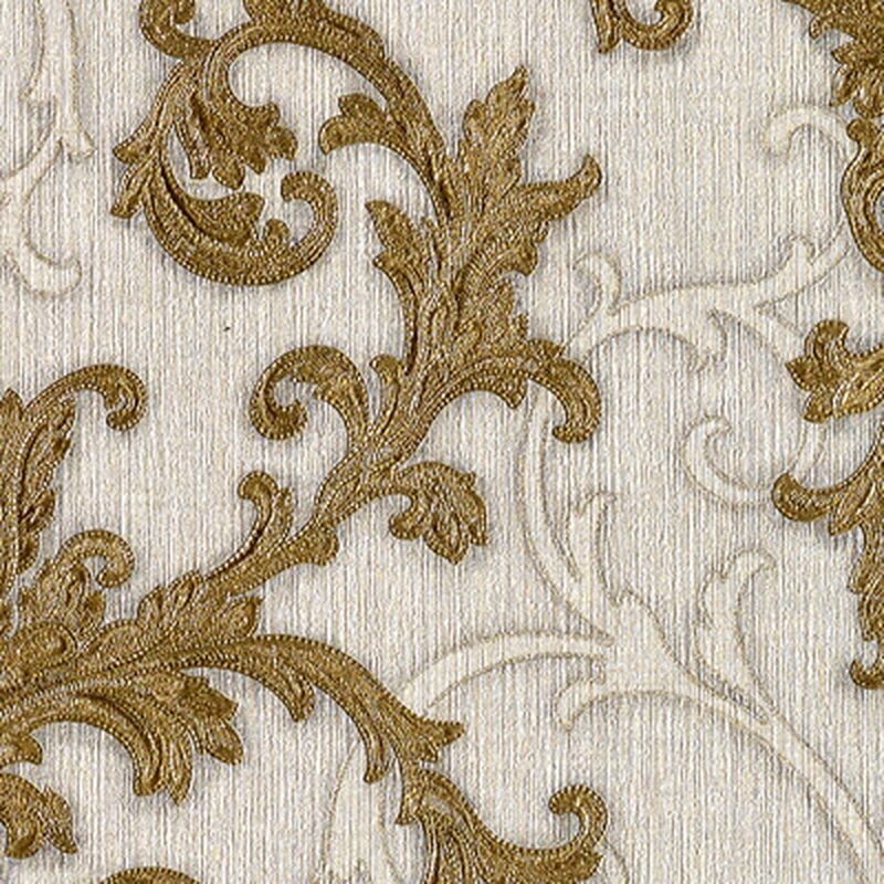Papier peint intissé VERSACE BAROQUE & ROLL coloris gris perle