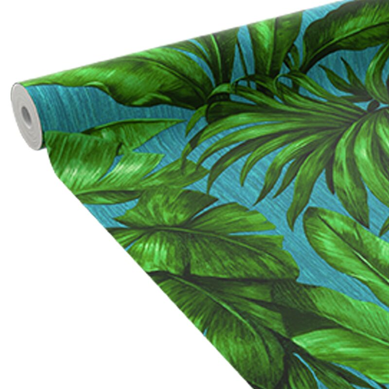 Papier peint intissé VERSACE GIUNGLA coloris bleu lagon