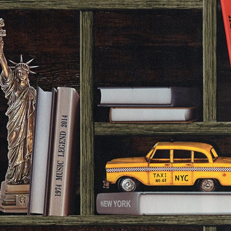 Papier peint BOOKSTORE coloris ton bois